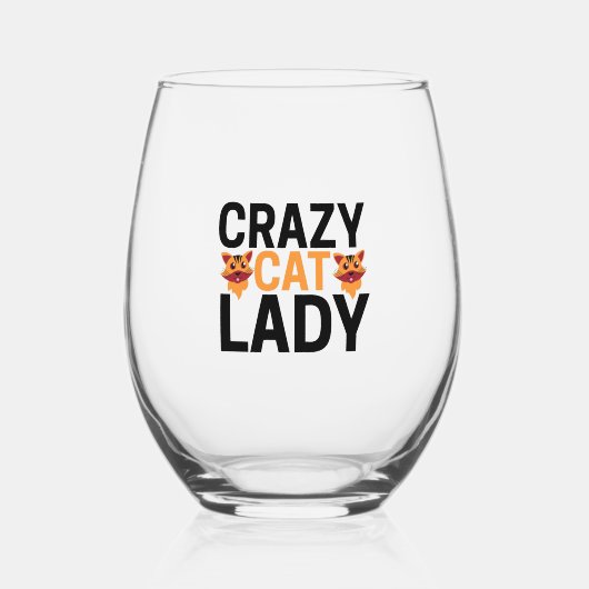 キャッ熱狂するグリー ステムなしワイングラス (正面)