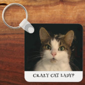 キャッ熱狂するトの写真カスタム文字 キーホルダー (正面)