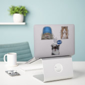 キャッ熱狂するトミーム シール (デスク上のノートパソコン)