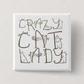 キャッ熱狂するトレディおもしろいタイポグラフィユーモア 缶バッジ (正面)