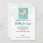 キャッ熱狂するトレディターコイズインディ誕生日招待状 招待状 (裏面)