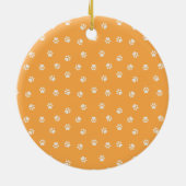キャッ熱狂するトレディーオンポーパターン名前をカスタムするイエロー セラミックオーナメント (裏面)