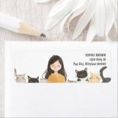 キャッ熱狂するトレディーキュート子猫差出人住所 ラベル (インサイチュ)