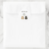 キャッ熱狂するトレディーステッカー – おもしろい猫好き向けギフト ラウンドシール (バッグ)