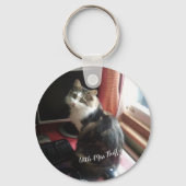 キャッ熱狂するトレディーフォトカスタム文字ピンク キーホルダー (裏面)