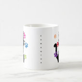 キャッ熱狂するトレディーブラックキャッカラフルトとポーズ絵を描ド コーヒーマグカップ (中央)