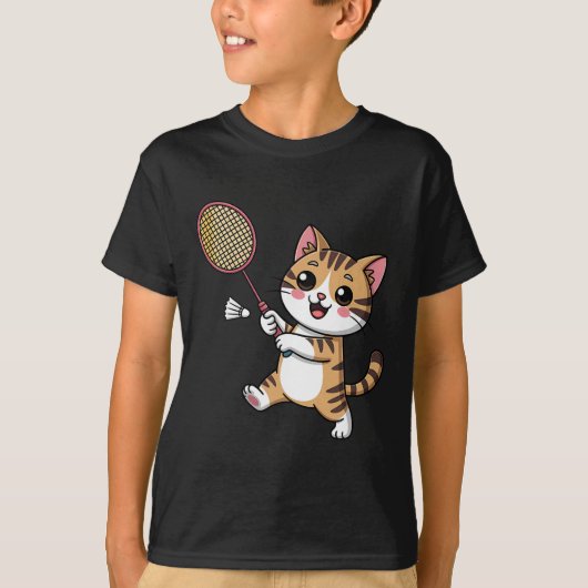 キャッ知性があるト遊ミントンおもしろいユーモアのある Tシャツ (正面)