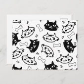 キャッ素晴らしトブラック&ホワイトホリデー葉書 シーズンポストカード (正面/裏面)