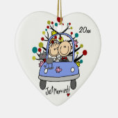 キャッ結婚ト付き車ハートオーナメント セラミックオーナメント (右)