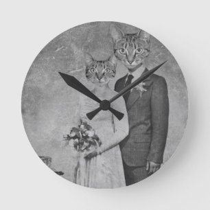 キャッ結婚ト ラウンド壁時計