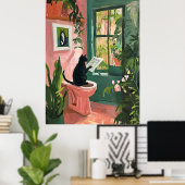 キャッ読ツ新聞 – バスルームクールポスター ポスター (ホームオフィス)