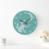 キャッ遊トズウィズムーンアンドスターティール(緑がかった色) ラージ壁時計 (ホーム)