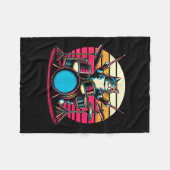 キャッ遊トドラムノベルティ音楽愛好家ファン フリースブランケット (正面(横))