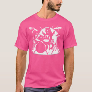 キャッ遊トドラムノベルティ音楽愛好家ファン Tシャツ