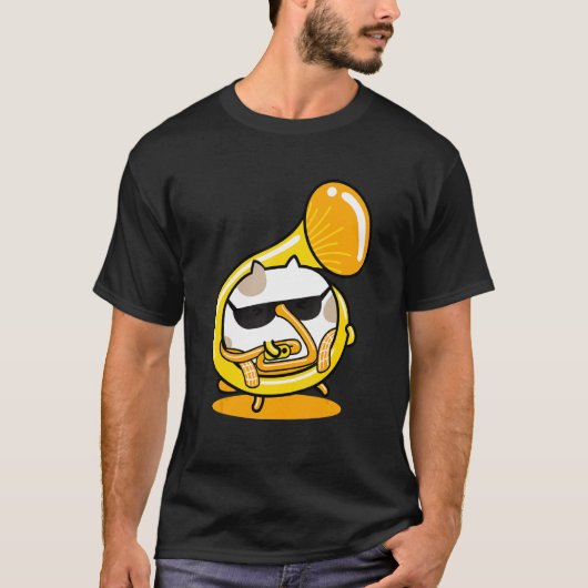 キャッ遊ト楽器フランスのホーン Tシャツ (正面)