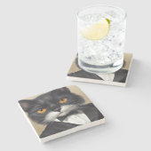 キャッ頭が切れるト ストーンコースター (横)