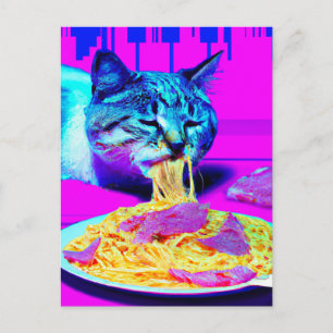 キャッ風変わりト食べ物・スパゲッティ ポストカード