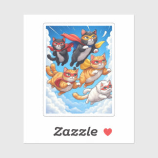 キャッ飛んでいるトスクワッド – Superhero Cats Vinyl Sticker シール