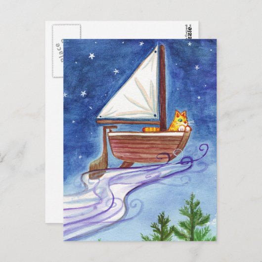 キャッ飛んでいるト#1はがき ポストカード (正面/裏面)