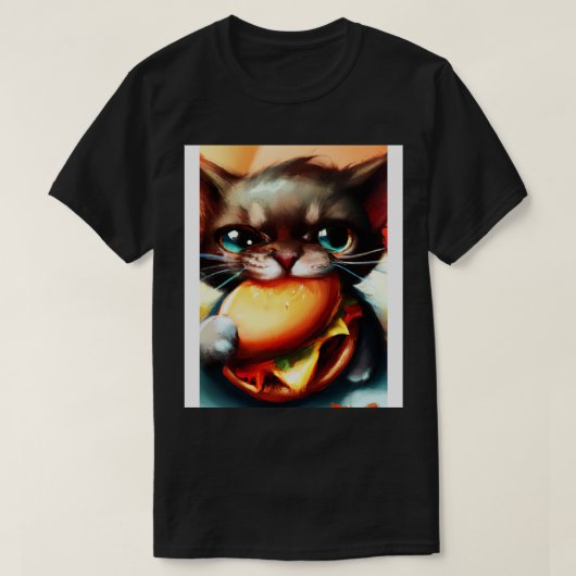 キャッ食べ物トバーガー Tシャツ (デザイン正面)