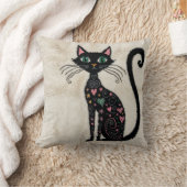 キャッ魅力的ト白黒キリム枕 クッション (ブランケット)