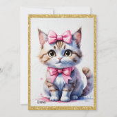 キャッ魅力的ト誕生日招待状 招待状 (正面)