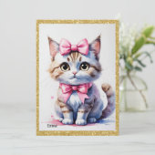 キャッ魅力的ト誕生日招待状 招待状 (スタンド正面)