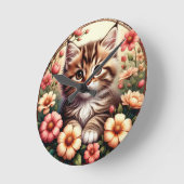 キャッ魅力的ト ラウンド壁時計 (傾斜)