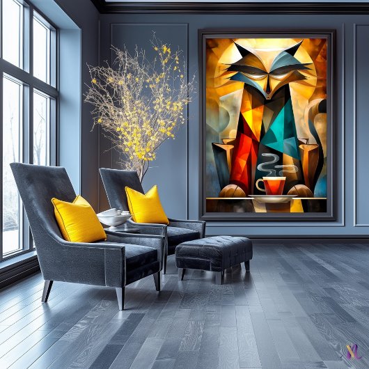 キャッ魅力的ト – Cubist Pherify with Coffee ポスター