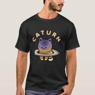 キャツーン宇宙銀河系サターン猫好きキッテンプラネット Tシャツ