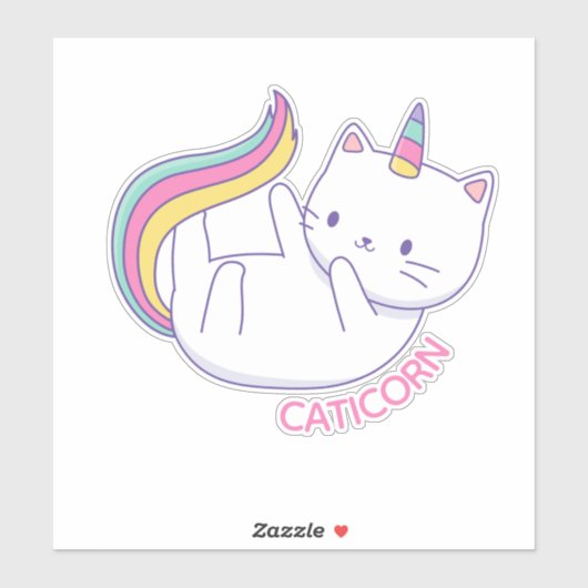 キャティコーンかわいいユニコーン猫ステッカー シール (シート)
