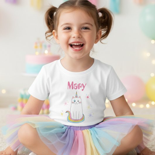 キャティコーンキャットミョーギリシャットガール名Tシャツ トドラーTシャツ