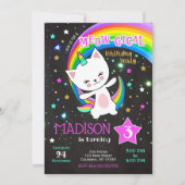 キャティコーン 誕生日 招待状 猫 レインボー (正面)
