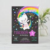 キャティコーン 誕生日 招待状 猫 レインボー (スタンド正面)