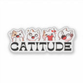 キャティチュードステッカー - かわいい猫の4つの気分 🐾💖 シール (正面)