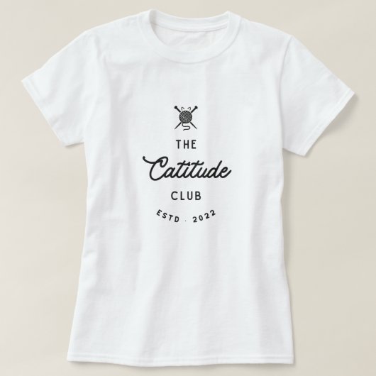 キャティチュード クラブ 上品な猫好き Tシャツ (デザイン正面)
