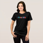 キャティチュード ゼロ謝罪 楽しい猫の態度 トライブレンドTシャツ (正面全面)