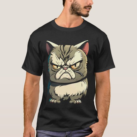 キャティチュード 怒った猫の態度 1 Tシャツ (正面)