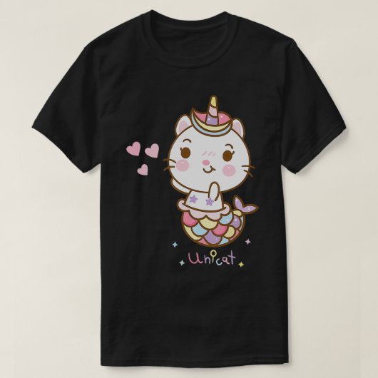 キャティックのキャットユニコーン信じユニカット猫 Tシャツ (デザイン正面)