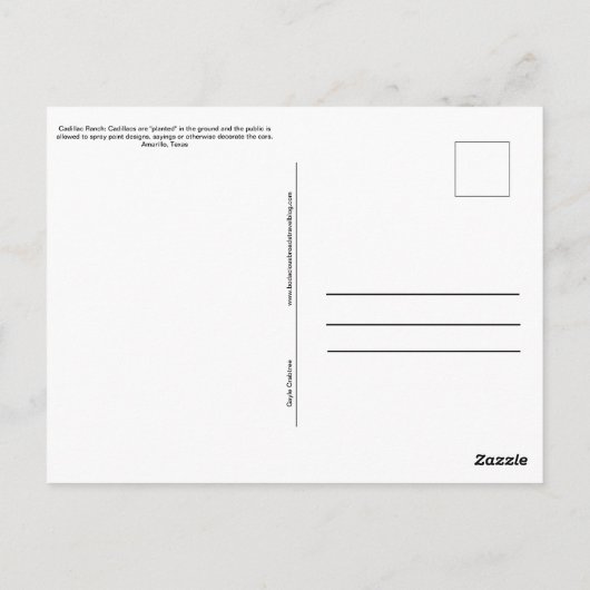 キャディラックランチアマリロテキサス州ポストカード ポストカード (裏面)