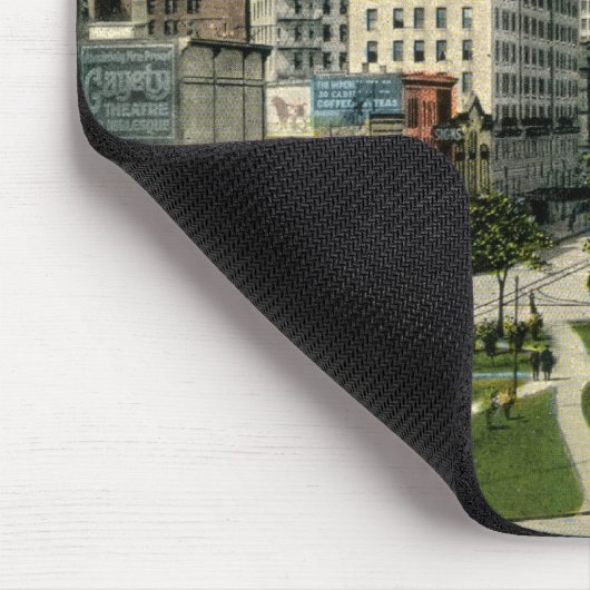 キャデラックスクエア、デトロイトミシガン州の1915年のヴィンテージ マウスパッド (コーナー)