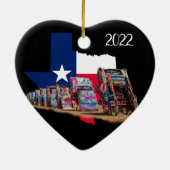 キャデラック・ランチ、テキサス州、ハート セラミックオーナメント (裏面)