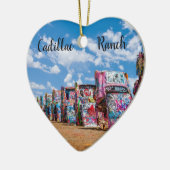 キャデラック・ランチ、テキサス州、ハート セラミックオーナメント (左)