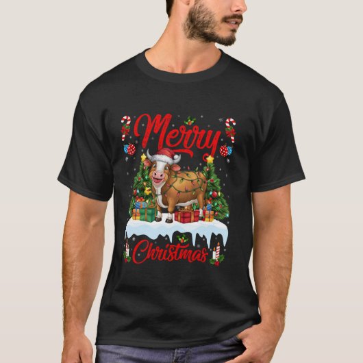 キャトルクリスマスツリー照明サンタハットキャトルクリステム Tシャツ (正面)
