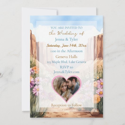 キャニかわいらしオンをテーマ結婚にした 招待状 (正面)