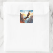 キャニオンの上飛んでいるの美しい鷲 スクエアシール (バッグ)