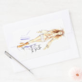 キャニオンの女性 長方形シール (封筒)