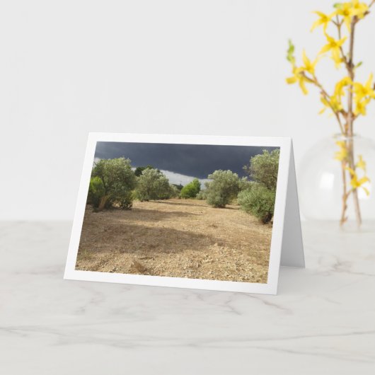 キャニオンオーチャードの風景に嵐の雲 カード (黄色い花)