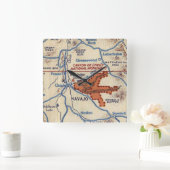 キャニオンデチェリーヴィンテージマップ スクエア壁時計 (ホーム)