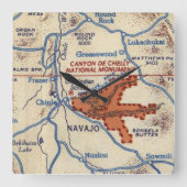 キャニオンデチェリーヴィンテージマップ スクエア壁時計 (正面)